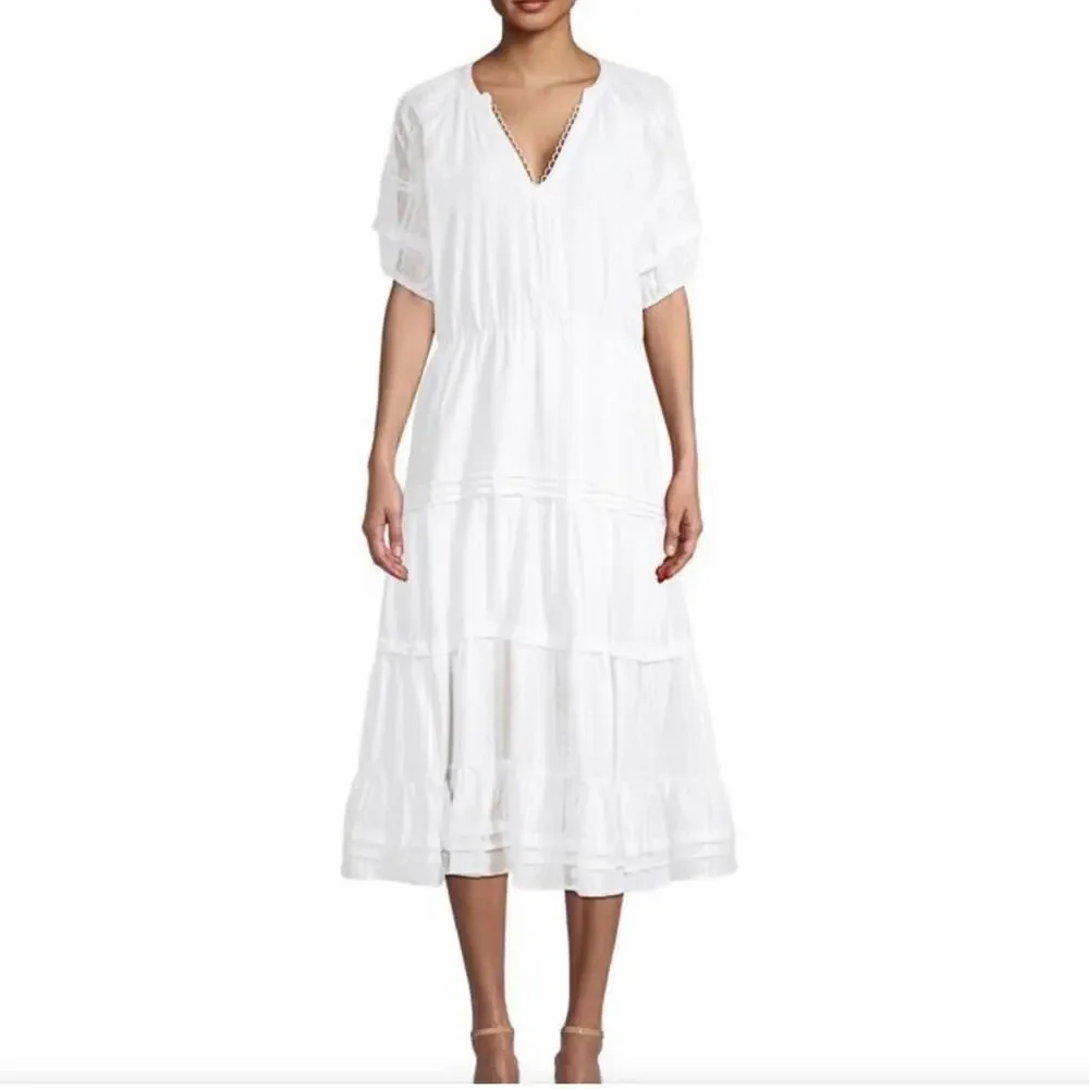 Betsey Johnson Spectator Tiered Midi Dress, White & Colored Speckles SizeXS, NWT - Picture 3 of 16